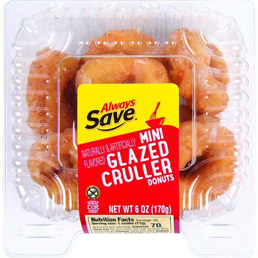 ALWAYS SAVE MINI GLAZED CRULLER DONUTS