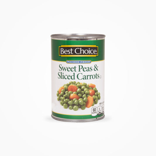 BEST CHOICE SWEET PEAS & SLICED CARROTS 425g -(Store pickup only)