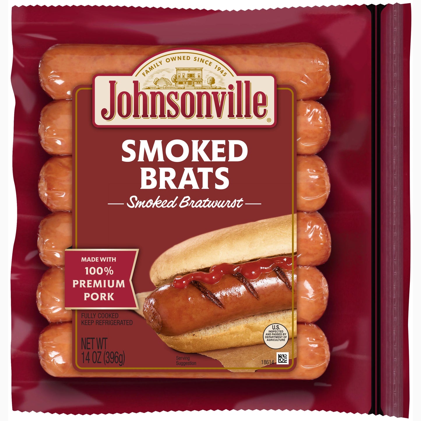 Johnsonville Smoked Brats Smoked Bratwurst NET WT 14 OZ 369G